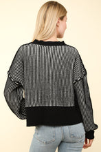 Load image into Gallery viewer, VERY J Exposed Seam Cropped Striped Slit Sweater