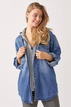 Load image into Gallery viewer, RISEN Zip Up Hooded Denim Shirt