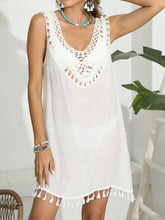 Load image into Gallery viewer, Tassel Scoop Neck Wide Strap Cover-Up