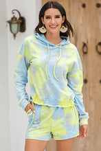 Load image into Gallery viewer, Tie-Dye Drawstring Hoodie and Shorts Set