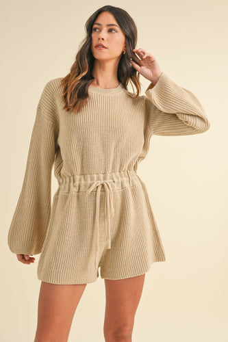 MABLE Round Neck Long Sleeve Sweater Romper