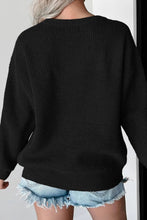 Load image into Gallery viewer, Contrast Letter Round Neck Long Sleeve Sweater