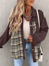 Load image into Gallery viewer, Plaid Button Up Dropped Shoulder Jacket