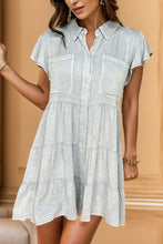 Load image into Gallery viewer, Button Up Cap Sleeve Denim Dress