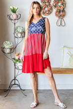 Load image into Gallery viewer, Heimish Full Size US Flag Theme Contrast Tank Dress