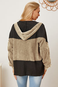 Waffle-Knit Drawstring Hooded Outerwear