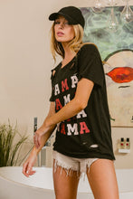 Load image into Gallery viewer, BiBi MAMA Graphic Distressed Short Sleeve T-Shirt