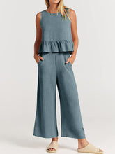 Load image into Gallery viewer, Full Size Round Neck Top and Wide Leg Pants Set