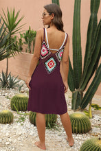 Load image into Gallery viewer, Geometric V-Neck Spaghetti Strap Cover Up Dress