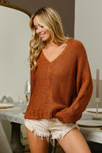 Load image into Gallery viewer, BiBi V-Neck Cable Knit Sweater