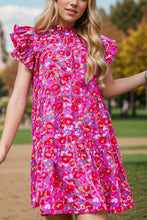 Load image into Gallery viewer, Ruffled Printed Cap Sleeve Mini Dress