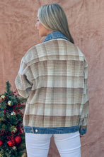 Load image into Gallery viewer, And The Why Full Size Washed Denim Detail Brushed Plaid Jacket