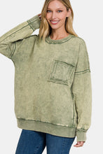 Load image into Gallery viewer, Zenana Exposed Seam Round Neck Dropped Shoulder Sweatshirt