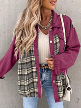 Load image into Gallery viewer, Plaid Button Up Dropped Shoulder Jacket