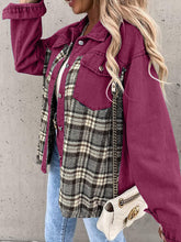 Load image into Gallery viewer, Plaid Button Up Dropped Shoulder Jacket