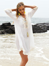 Load image into Gallery viewer, Tassel V-Neck Three-Quarter Sleeve Cover Up