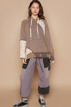 Load image into Gallery viewer, POL Floral Patchwork Distressed Drawstring Hoodie