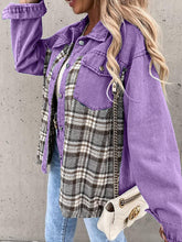 Load image into Gallery viewer, Plaid Button Up Dropped Shoulder Jacket