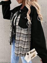 Load image into Gallery viewer, Plaid Button Up Dropped Shoulder Jacket