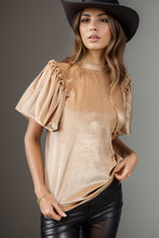 Load image into Gallery viewer, Frill Mock Neck Short Sleeve Blouse