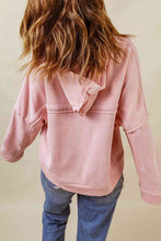 Load image into Gallery viewer, Quarter-Button Exposed Seam Dropped Shoulder Hoodie
