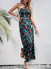 Load image into Gallery viewer, Floral Halter Neck Top and Wide Leg Pants Set