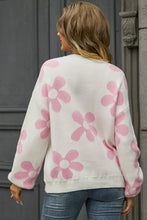 Load image into Gallery viewer, Floral Print Round Neck Dropped Shoulder Pullover Sweater