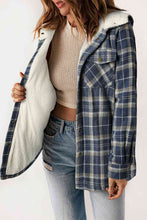 Load image into Gallery viewer, Plaid Snap Down Hooded Jacket