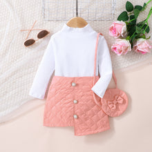 Load image into Gallery viewer, Girls Knit Top and Decorative Button Skirt Set with Bag