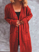 Load image into Gallery viewer, Button Up Cable-Knit Cardigan with Pockets