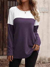 Load image into Gallery viewer, Contrast Round Neck Long Sleeve T-Shirt