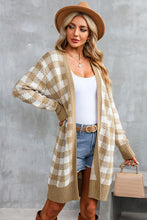 Load image into Gallery viewer, Plaid Open Front Long Sleeve Cardigan