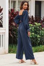 Load image into Gallery viewer, Smocked Long Flounce Sleeve Square Neck Jumpsuit