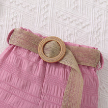 Load image into Gallery viewer, Kids Textured Bow Detail Top and Belted Shorts Set