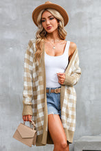 Load image into Gallery viewer, Plaid Open Front Long Sleeve Cardigan