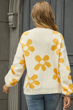 Load image into Gallery viewer, Floral Print Round Neck Dropped Shoulder Pullover Sweater