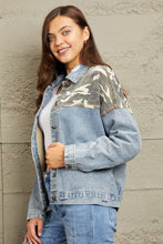 Load image into Gallery viewer, GeeGee Full Size Washed Denim Camo Contrast Jacket