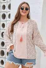 Load image into Gallery viewer, Plus Size Tassel Tie Flounce Sleeve Blouse