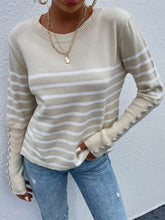 Load image into Gallery viewer, Striped Decorative Button Knit Top