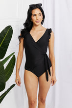 Load image into Gallery viewer, Marina West Swim Full Size Float On Ruffle Faux Wrap One-Piece in Black