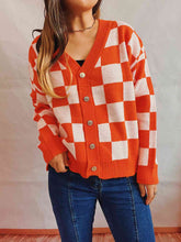Load image into Gallery viewer, Checkered Open Front Button Up Cardigan
