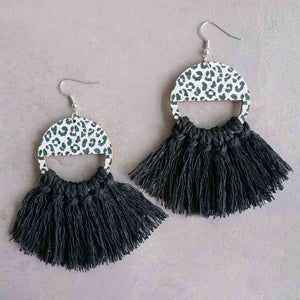 Tassel Detail Leopard Drop Earrings