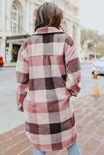 Load image into Gallery viewer, Plaid Button Up Dropped Shoulder Coat