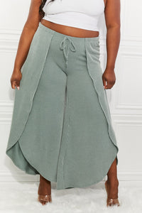 Blumin Apparel Confidently Chic Full Size Split Wide Leg Pants in Sage