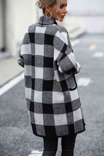 Load image into Gallery viewer, Plaid Dropped Shoulder Cardigan with Pocket