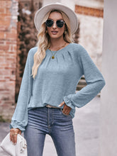 Load image into Gallery viewer, Double Take Long Flounce Sleeve Round Neck Blouse