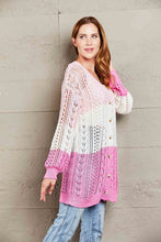 Load image into Gallery viewer, Double Take Openwork Ribbed Cuff Longline Cardigan