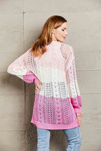 Load image into Gallery viewer, Double Take Openwork Ribbed Cuff Longline Cardigan