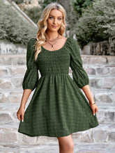 Load image into Gallery viewer, Swiss Dot Smocked Scoop Neck Dress