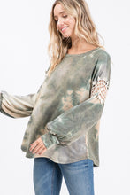 Load image into Gallery viewer, Olive crochet &amp; tie dye top